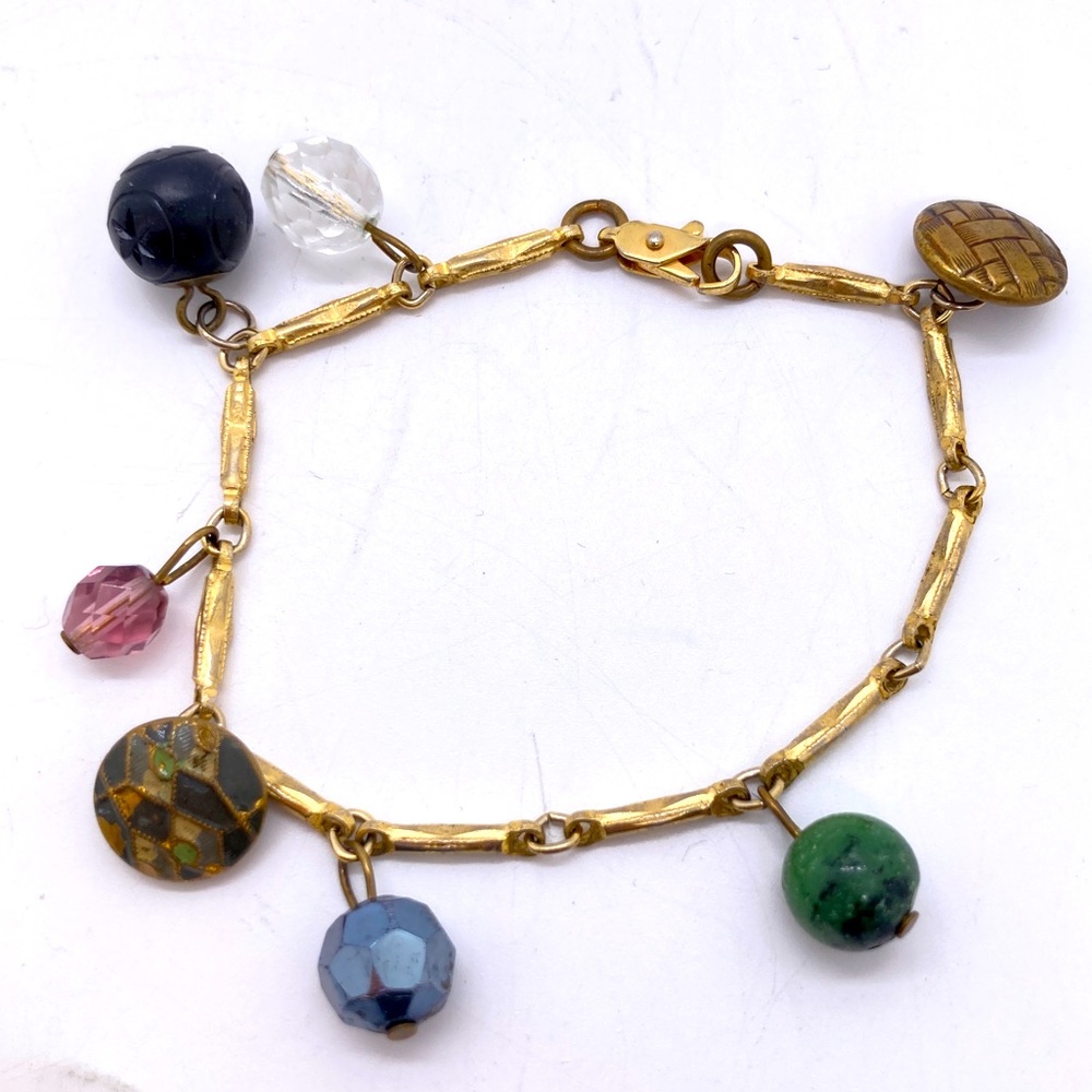 Vintage Charm Bracelet with Buttons & Beads